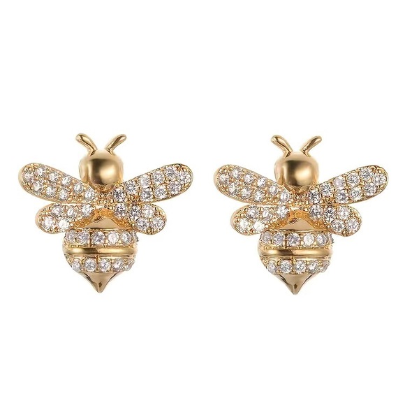 NEW Gold Bee Classic Stud Earrings Formal Cocktail Insect Jewelry Christmas Gift - Picture 4 of 9